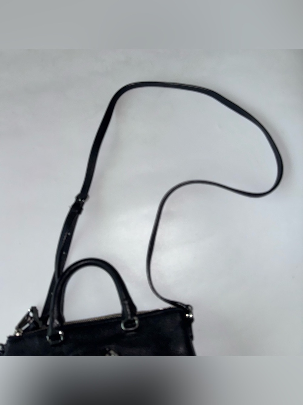Rebecca Minkoff Black Micro Moto Leather Satchel Bag Crossbody Strap - Picture 4 of 16